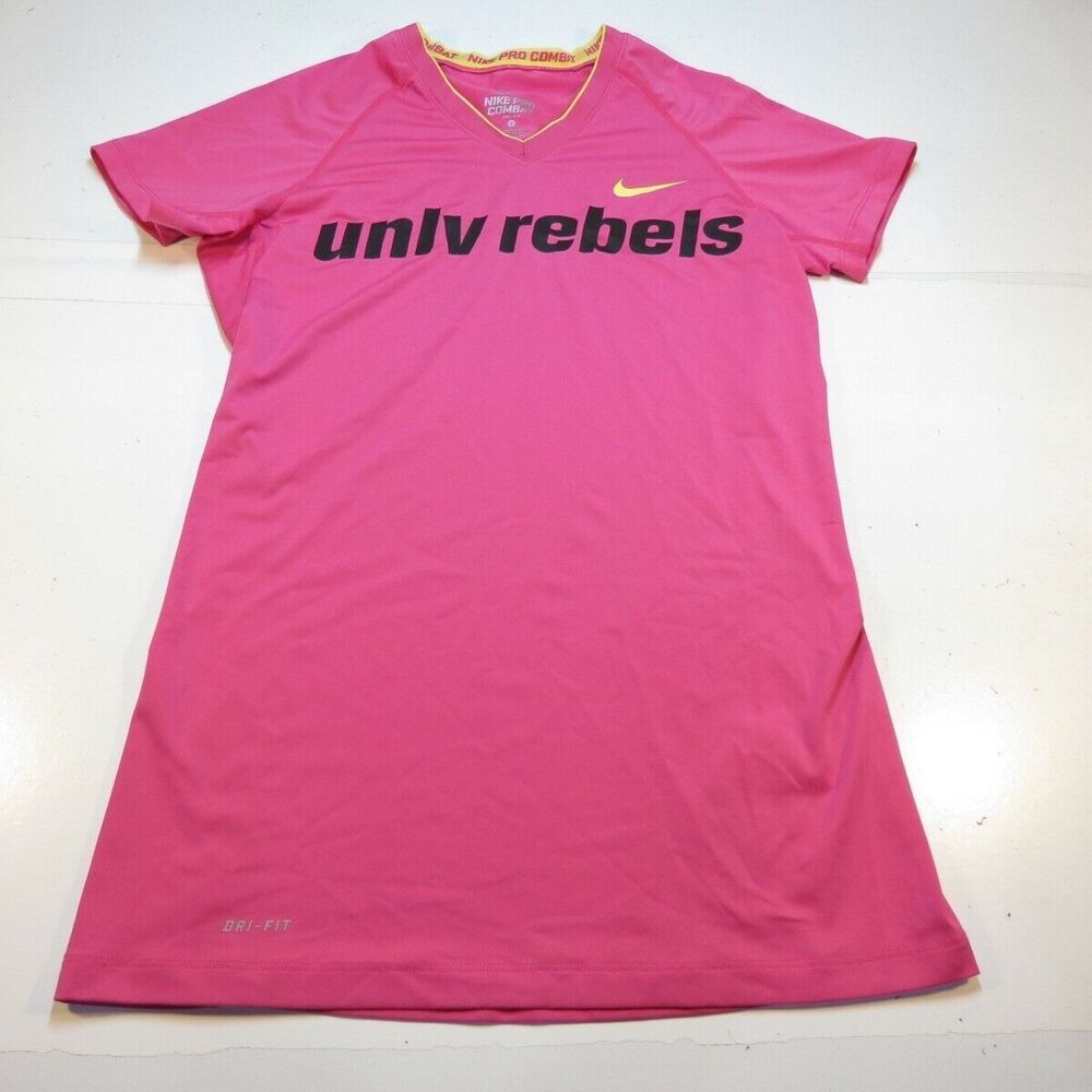 NIKE PRO COMBAT DRI DIT UNLV REBELS UNIVERSITY LAS VEGAS TEE T SHIRT Womens S